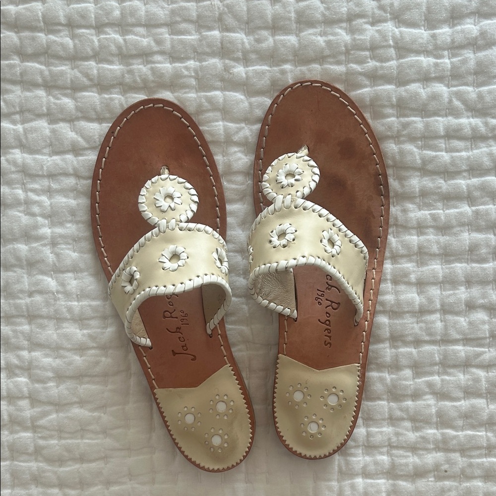 Jack Rogers Women's Tan and Cream Sandals